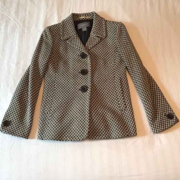 ANN TAYLOR Black & White Houndstooth Swing Blazer - Picture 2 of 8